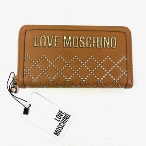 Love Moschino Tan Camel Gold Studded Wallet